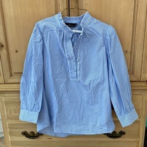 NWOT Pomander Place Blue and White Striped Blouse - Small